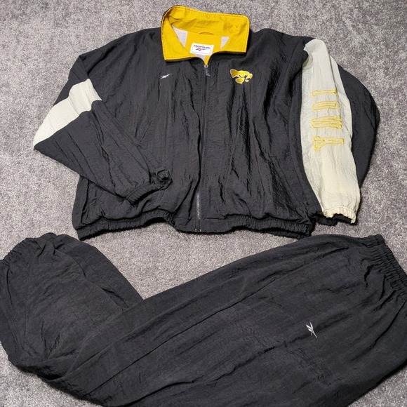 Reebok Other - Vtg Reebok Track Suit University Of Iowa Hawkeyes Mens 2XL Black Caitlin Clark